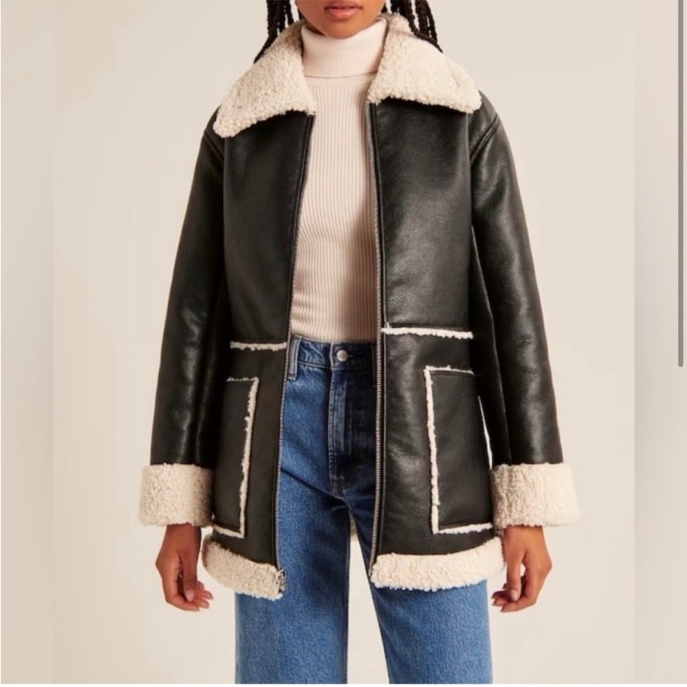 Abercrombie & Fitch Black Vegan Faux Fur Sherpa XL